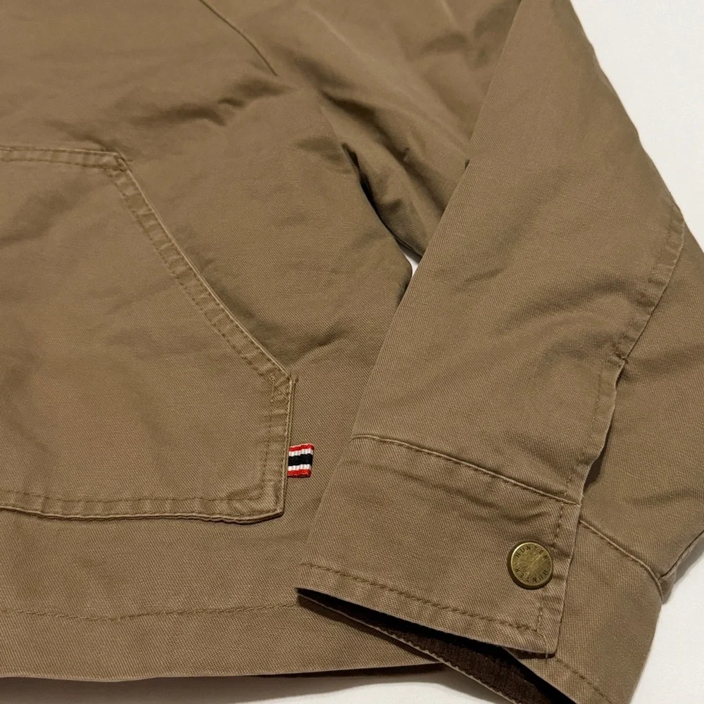 Hunter Insulated Tan Barn Crop Jacket with Dark Brown Corduroy Collar M NWT - Picture 9 of 16